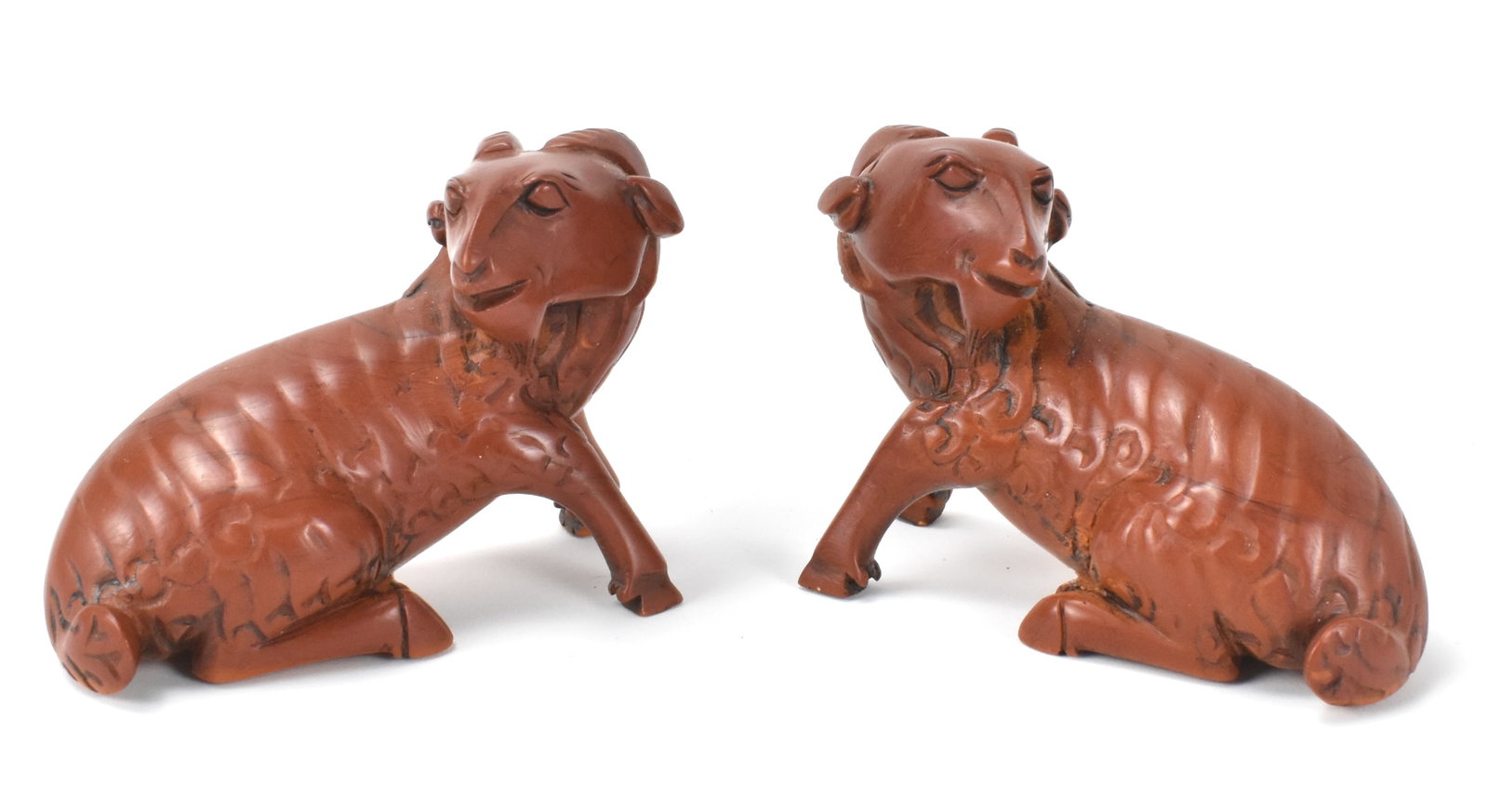 Pair of Chinese Wood Carved Goat, Qing Dynasty (1 of 10)