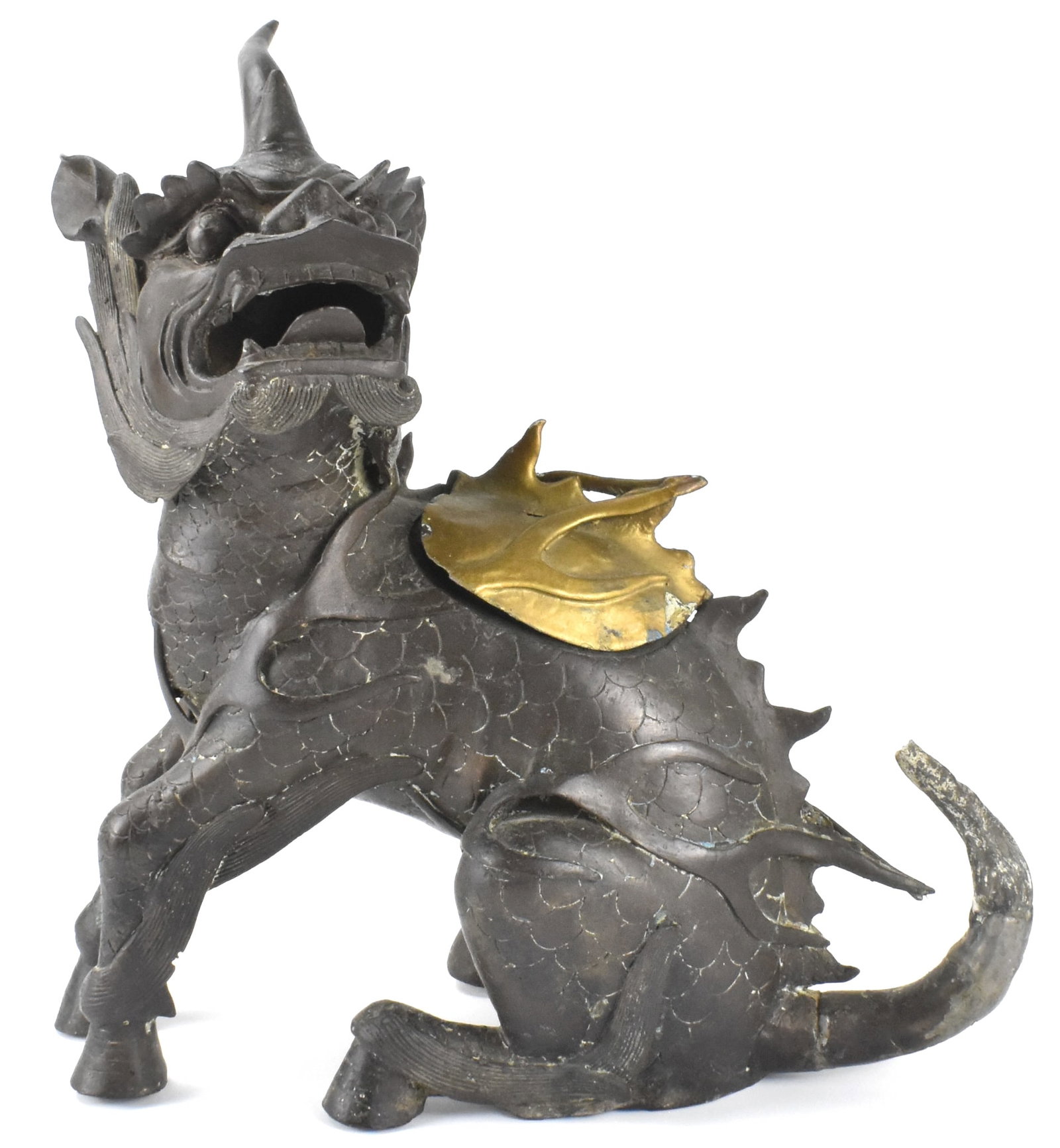 Large Chinese Bronze Cast Kirin Censer, 17th C. (1 of 18)