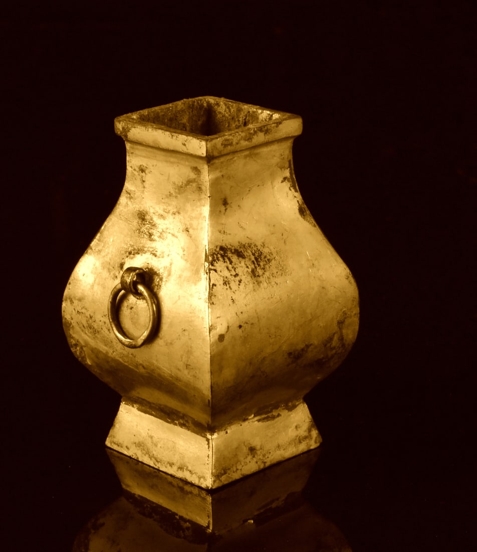 Small Archaic Chinese Gilt Bronze Hu Vase (1 of 9)