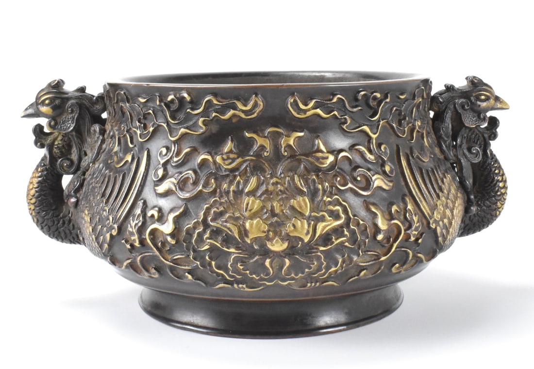 Chinese Gold Splash Bronze Phoenix Censer (1 of 11)