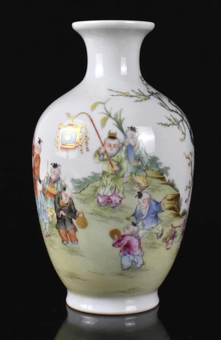 Chinese Famille Rose Vase w/ Boys, ROC Period (1 of 17)