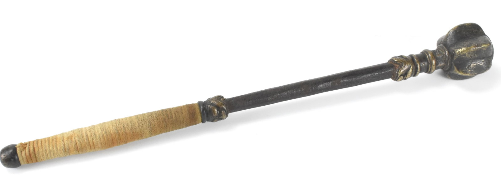 Chinese Bronze Short Mace w/ Handle, Qing Dynasty (1 of 8)