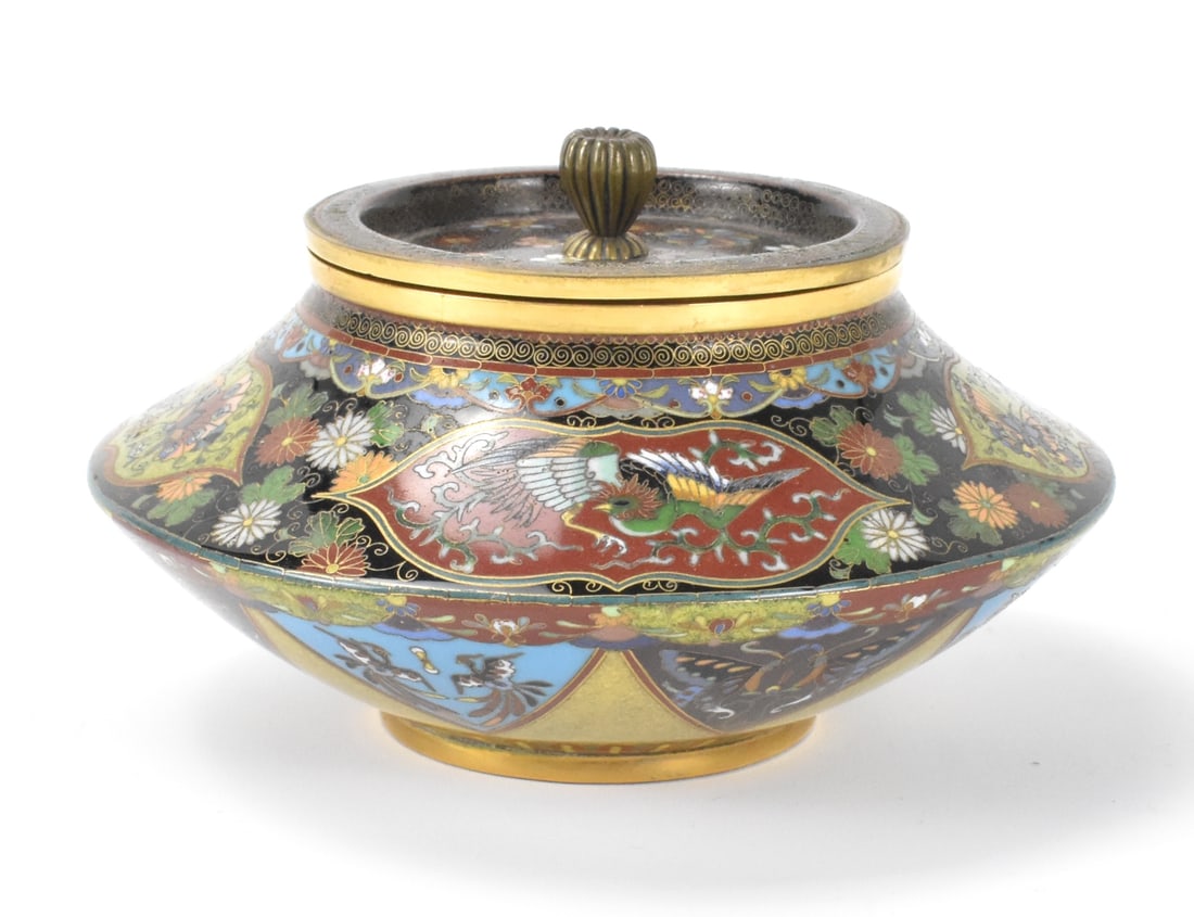 Japanese Cloisonne Namikawa Covered Censer,Meiji P (1 of 11)
