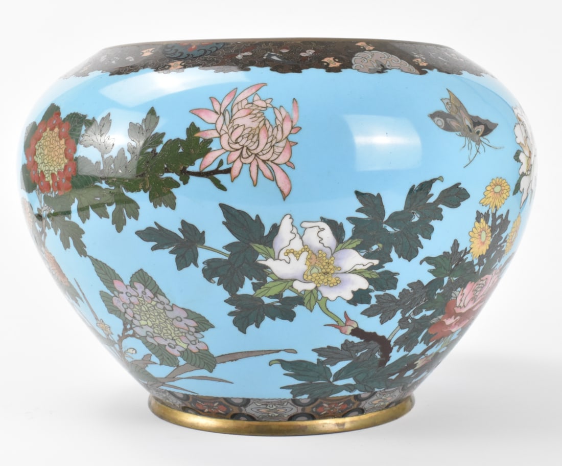 Japanese Cloisonne Floral Washer ,Meiji Period (1 of 9)