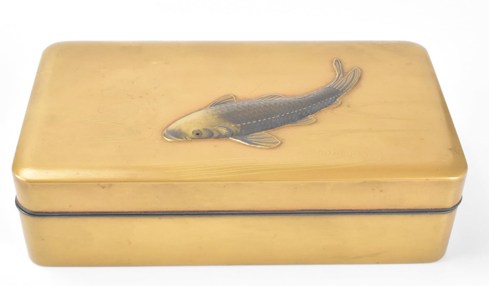 Japanese Gold Lacquered Box w/ Fish, Meiji Period (1 of 8)