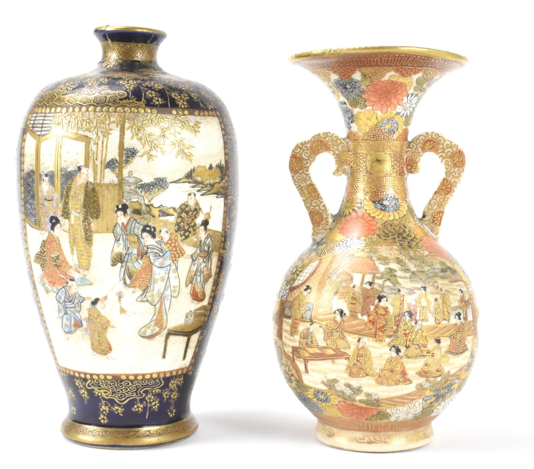2 Japanese Satsuma Vases, Meiji Period (1 of 17)