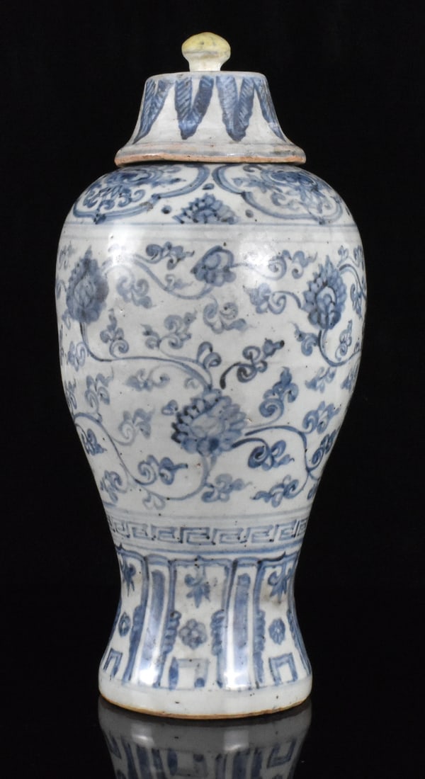 Chinese Blue & White Meiping & Cover, Wanli Period