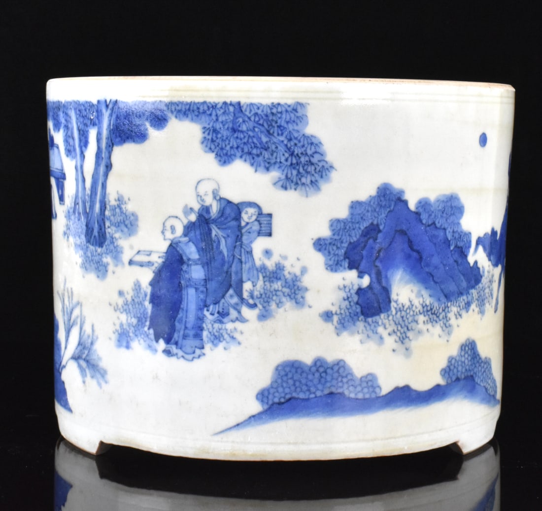 Chinese Blue & White Tripod "Luohan" Censer,17th C (1 of 16)