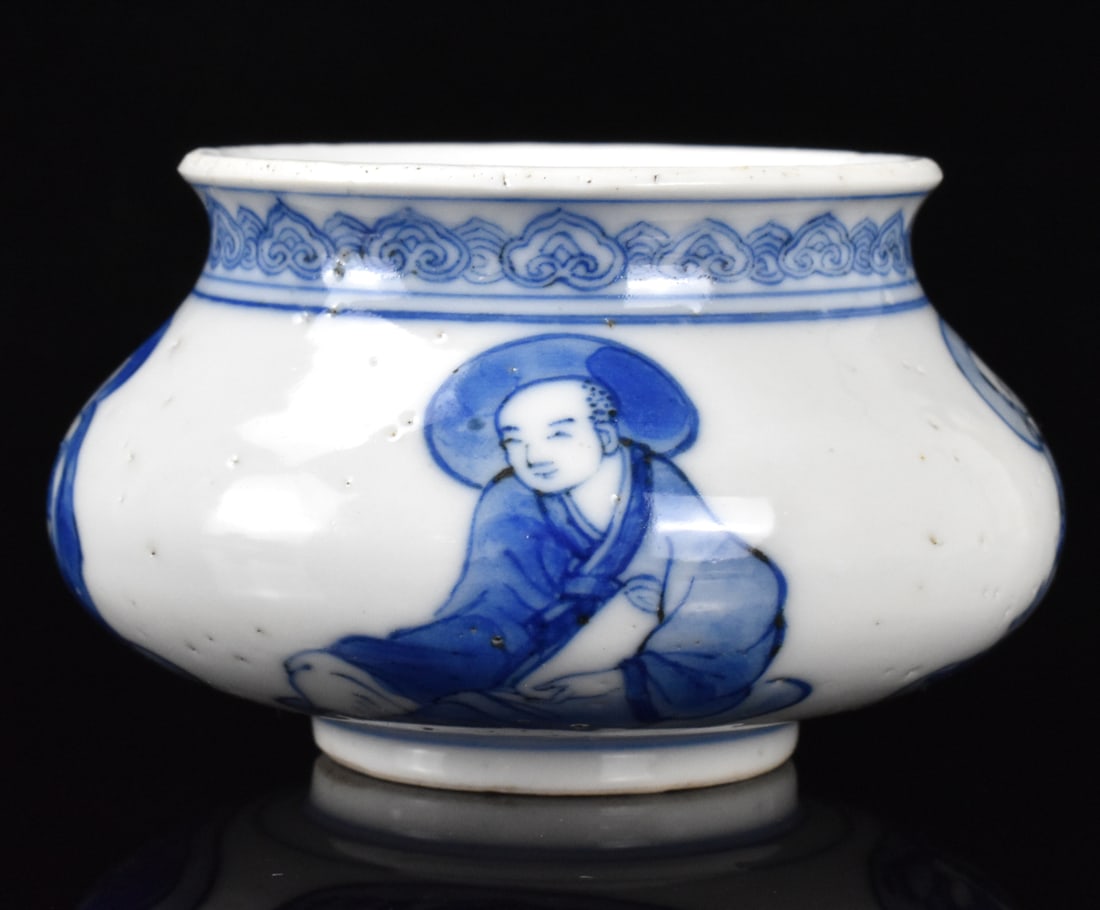 Small Chinese Blue & White Luohan Censer, 18th C.