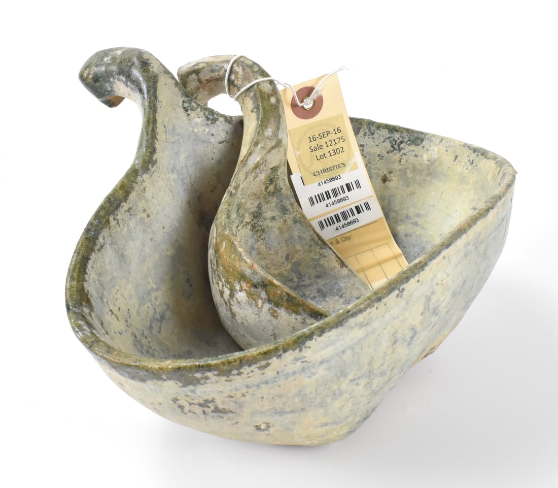 Chinese Green Glazed Pottery Yi &Ladle,Eastern Han