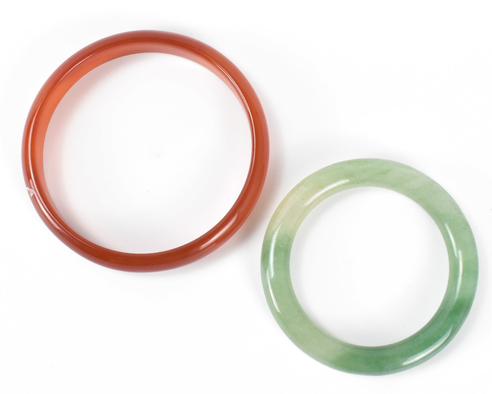 2 Chinese Jadeite & Agate Carved Bangle,Qing D. (1 of 7)