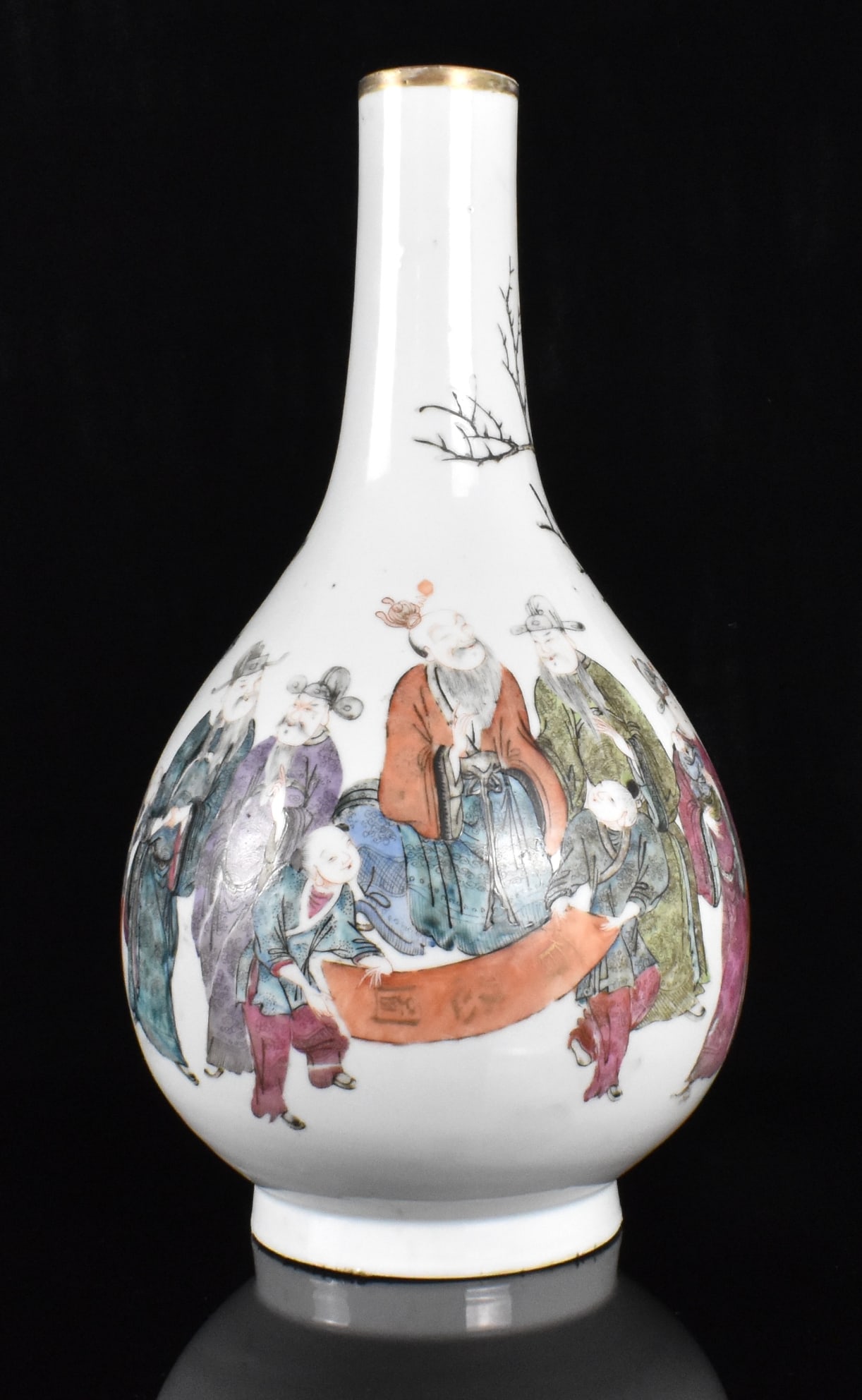 Chinese Famille Rose Vase w/ Figure, 19th C.
