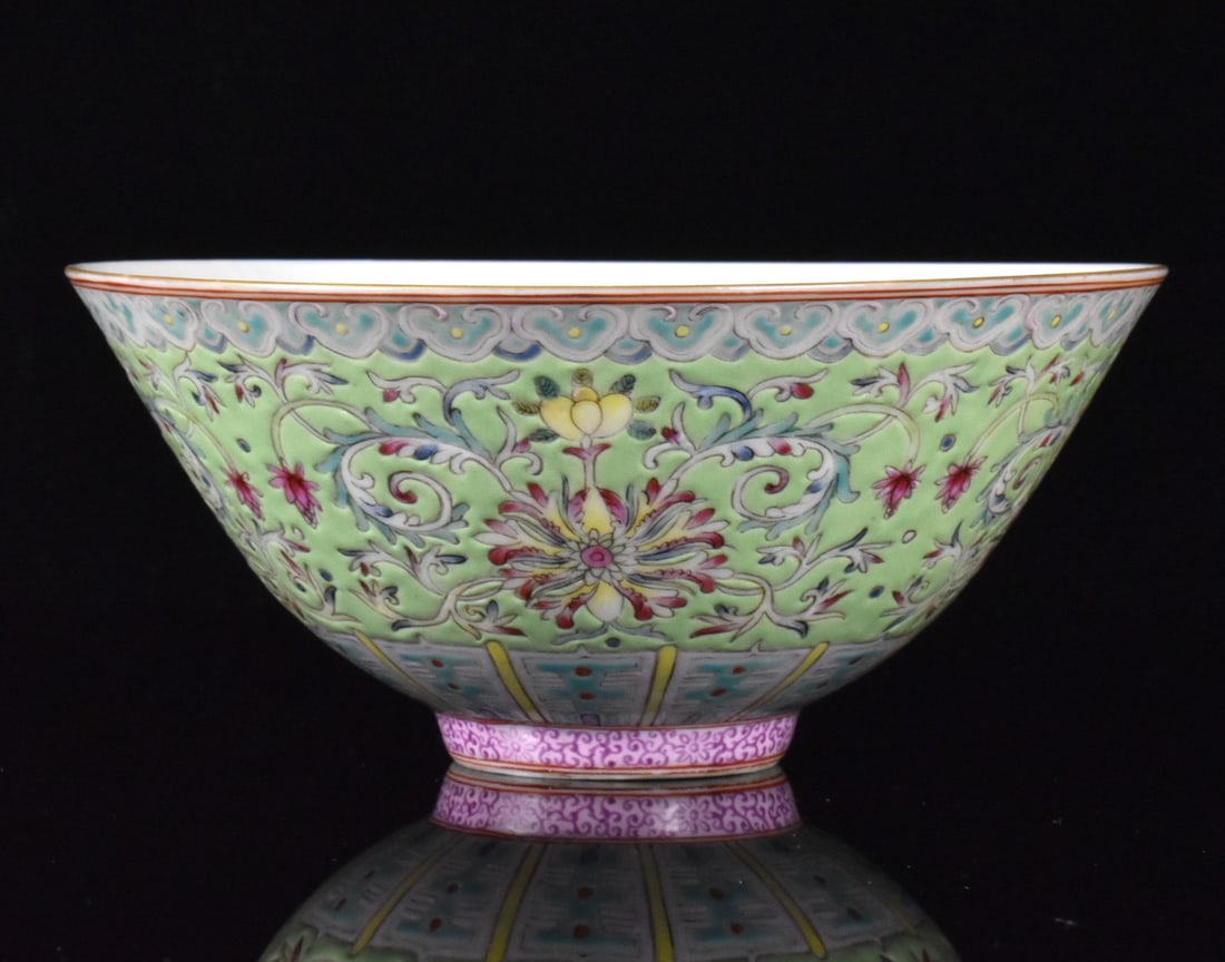 Chinese Famille Rose Lotus Floral Bowl, 19th C.