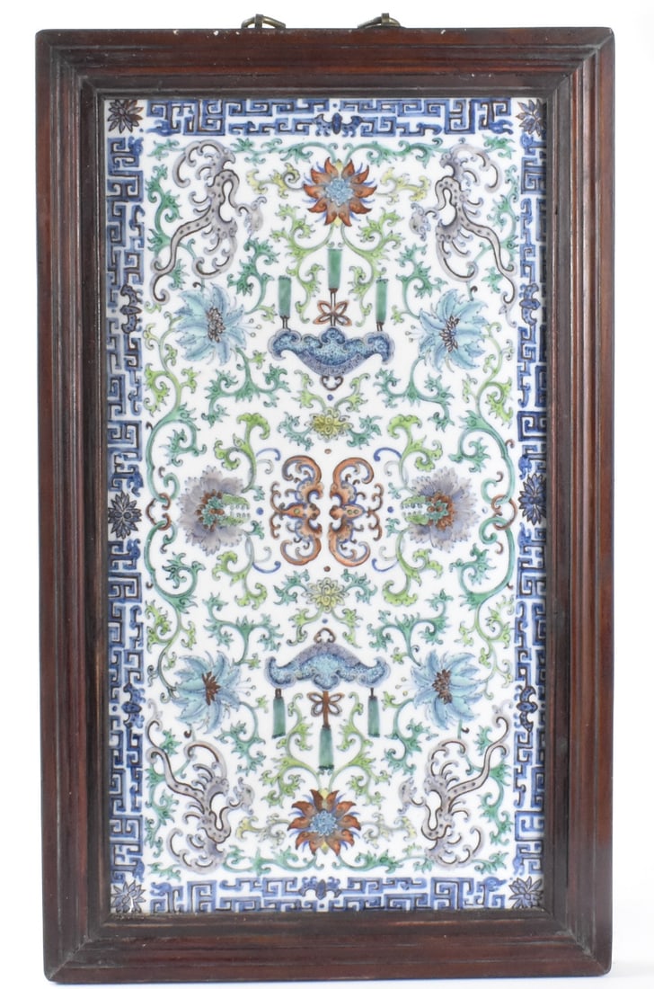 Chinese Doucai Enameled Porcelain Plaque,Qing D.