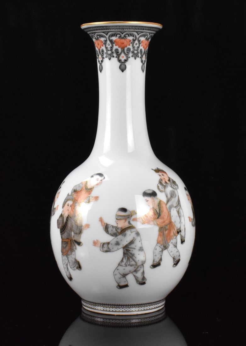 Chinese Famille Rose Boys Vase, 1960s