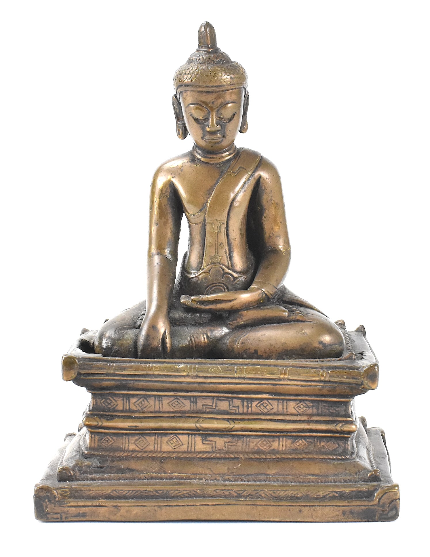 Tibetan Gilt Bronze Seated Buddha ,15/16th C. (1 of 13)