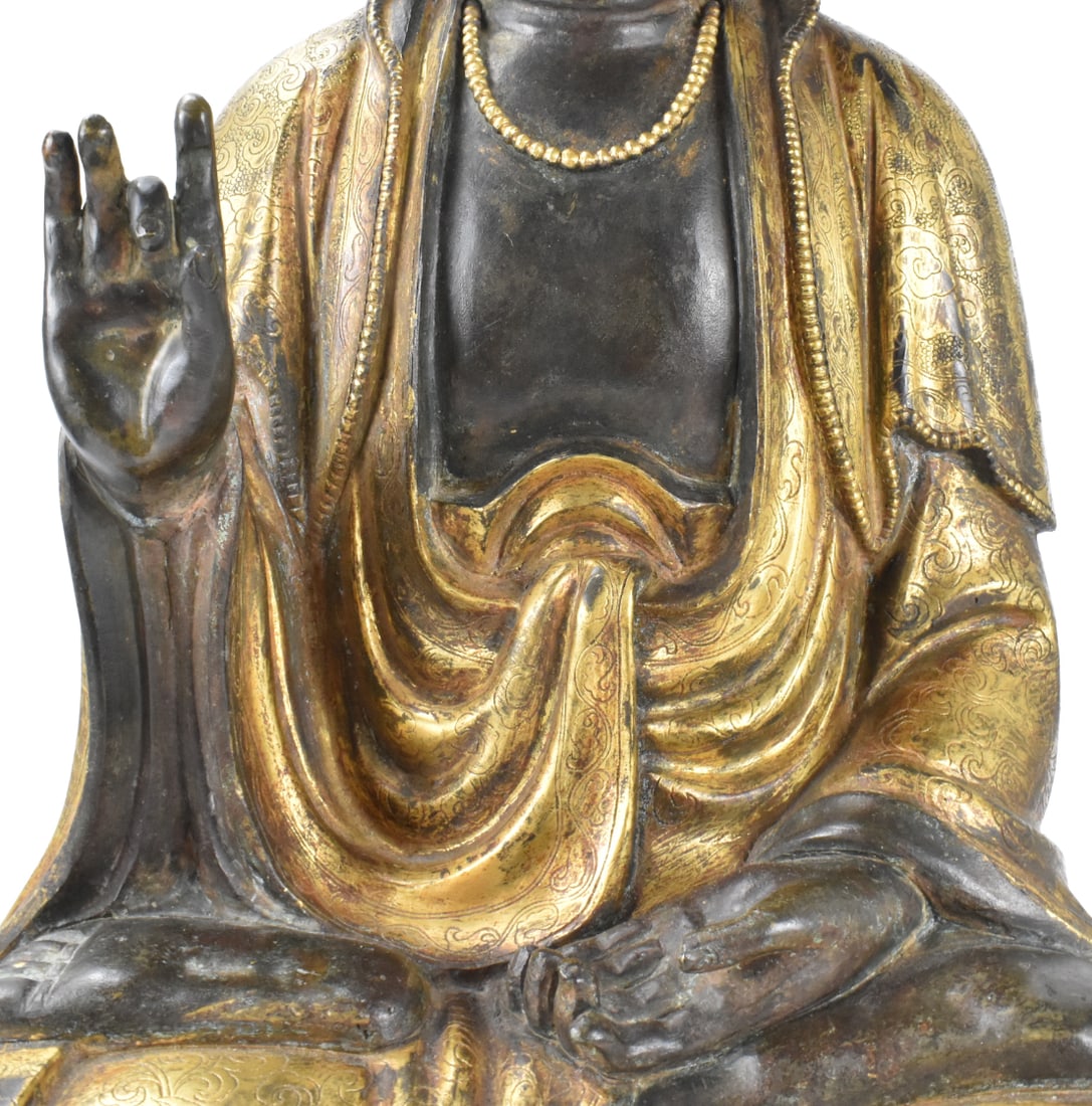 Large Chinese Gilt Bronze Guanyin on Stand, Qing D - 3