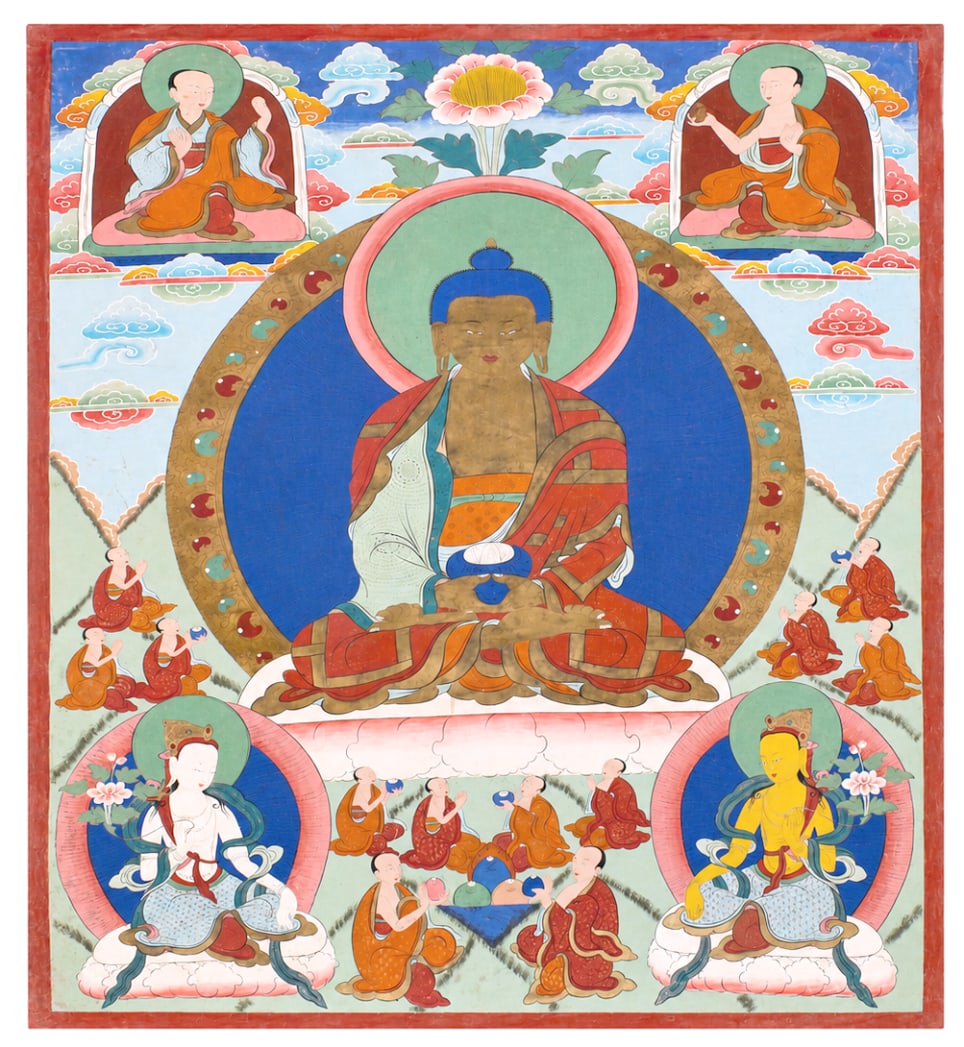 Large Tibetan Thangka w/ Buddha & Deities,Qing D. (1 of 10)