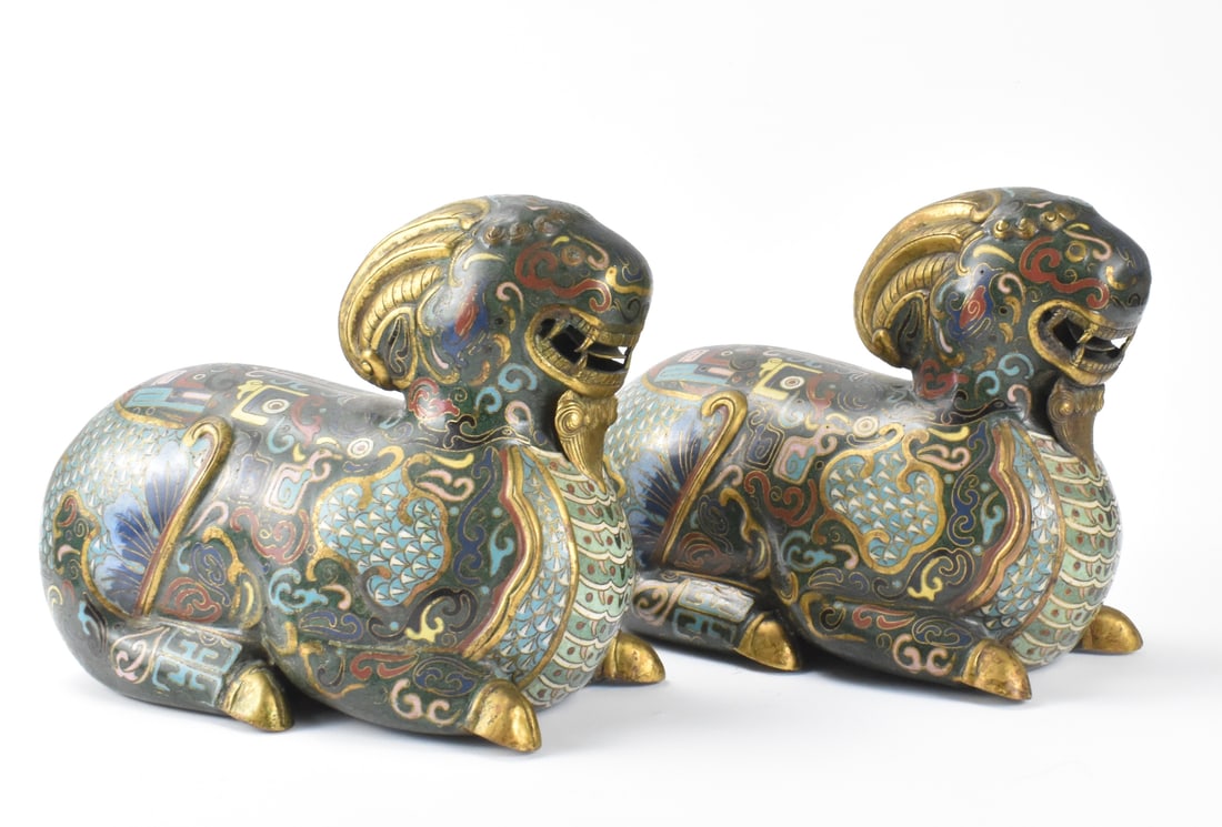 Pair of Chinese Cloisonne Beasts, 19th C. (1 of 13)