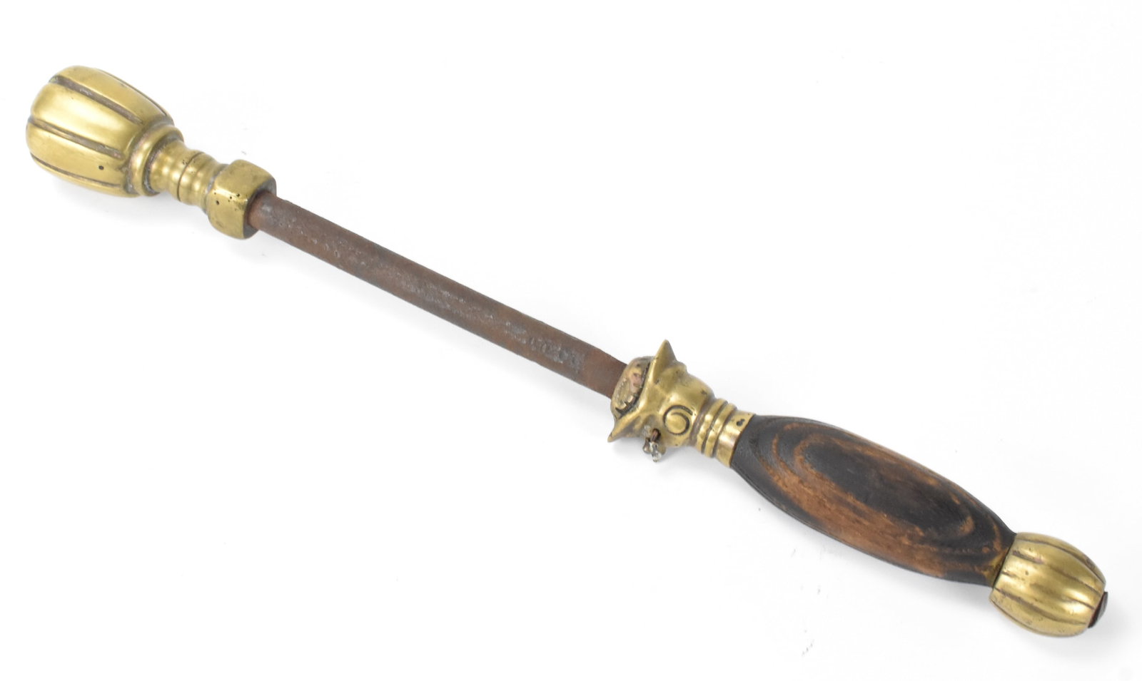 Chinese Bronze Mace w/ Wood Handle,Qing Dynasty (1 of 6)