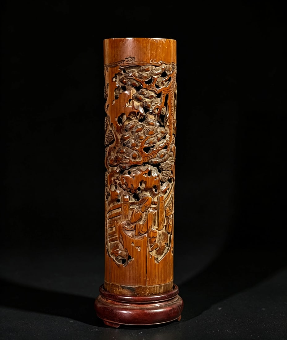 Chinese Bamboo Carved Incense Holder, 18th C. (1 of 17)