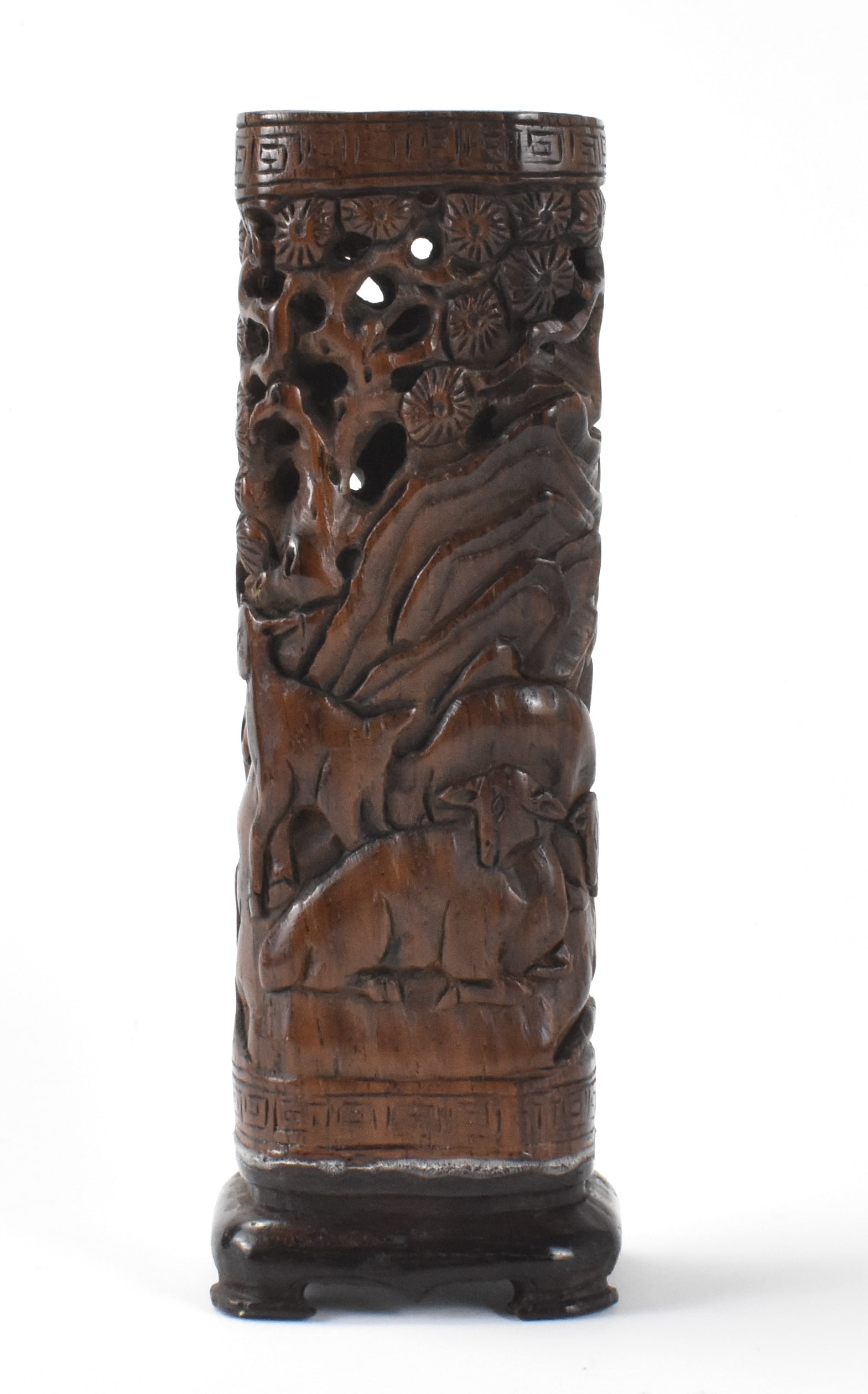 Chinese Huanghuali Wood Carved Incense Holder,19th