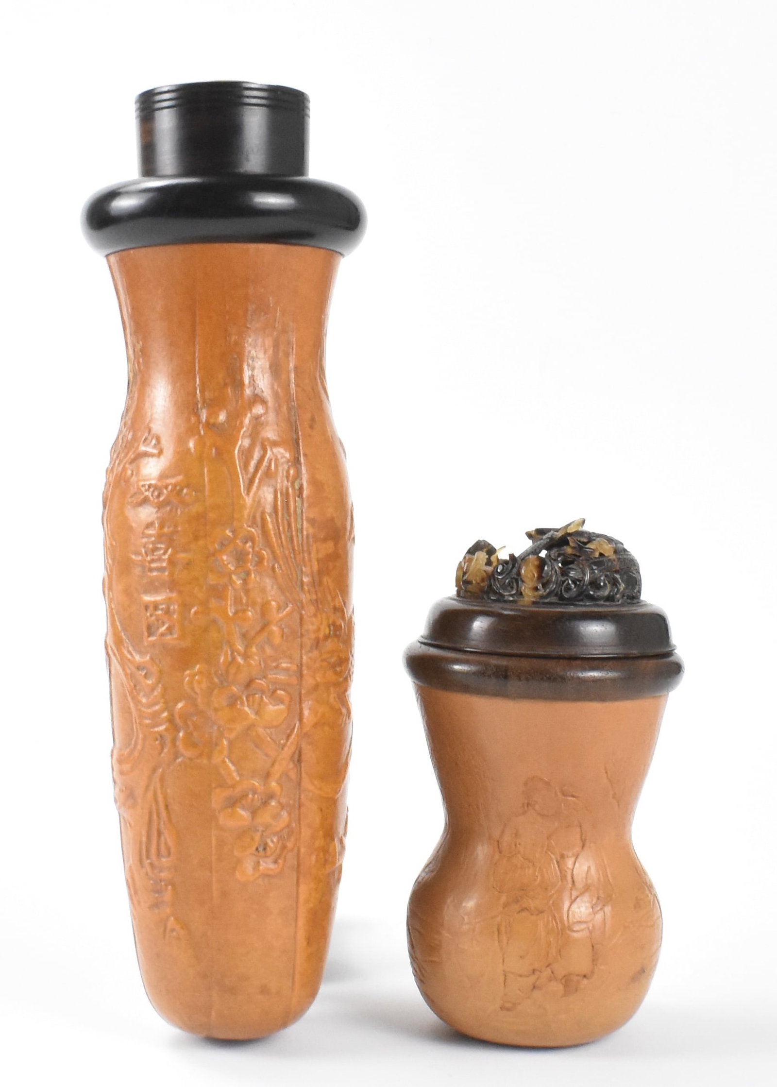 2 Chinese Gourd Carved Cricket Cage, Qing Dynasty (1 of 16)
