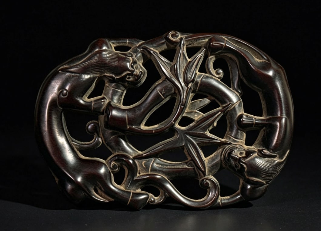Chinese Hardwood Carved Dragon Stand,Qing Dynasty