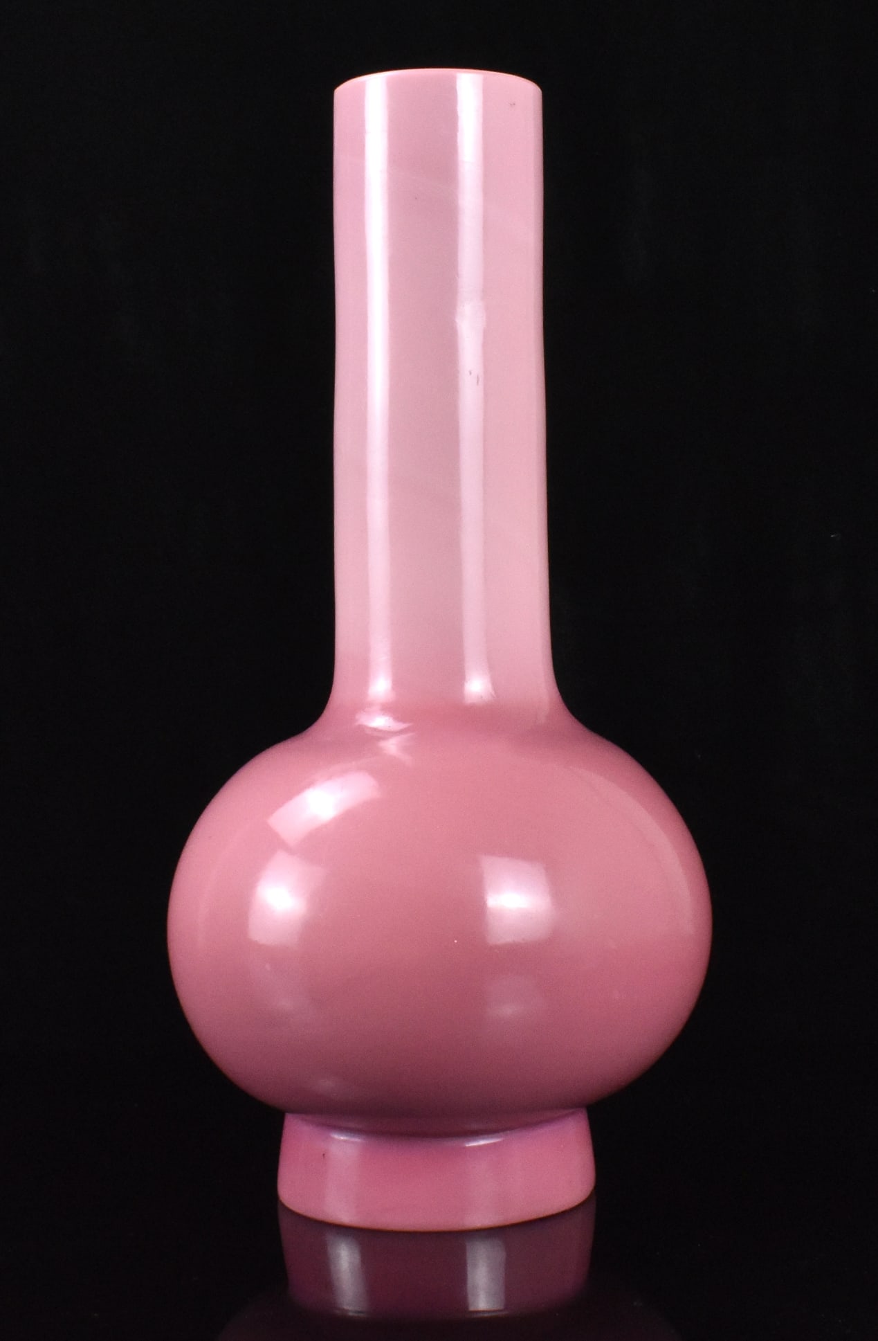 Chinese Peking Glass Carved Pink Vase, 18th C.