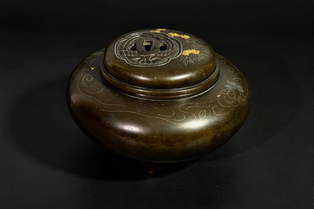 Japanese Mixed Metal Bronze Censer, Meiji Period