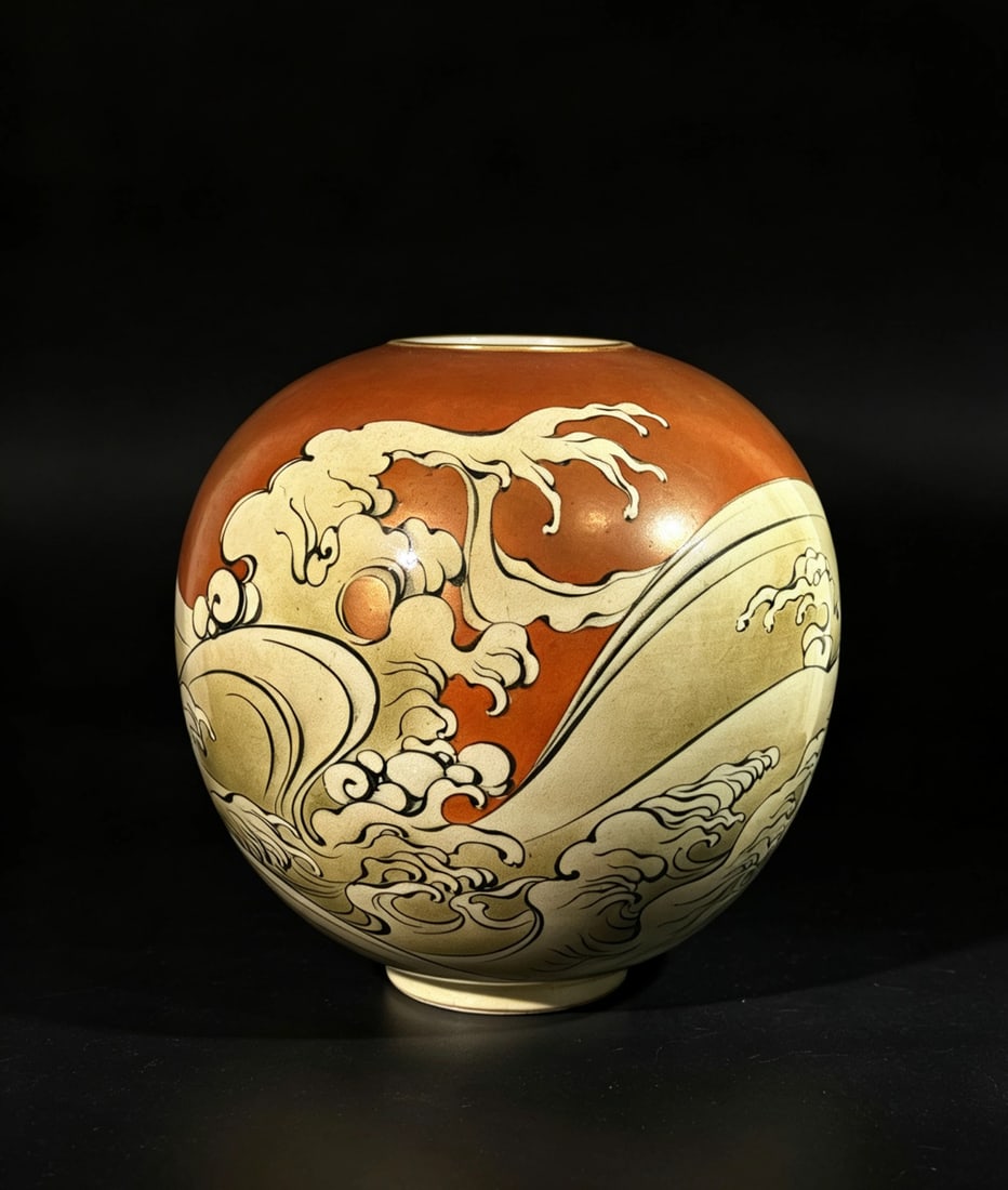 Japanese Satsuma Vase w/ Wave,Meiji Period