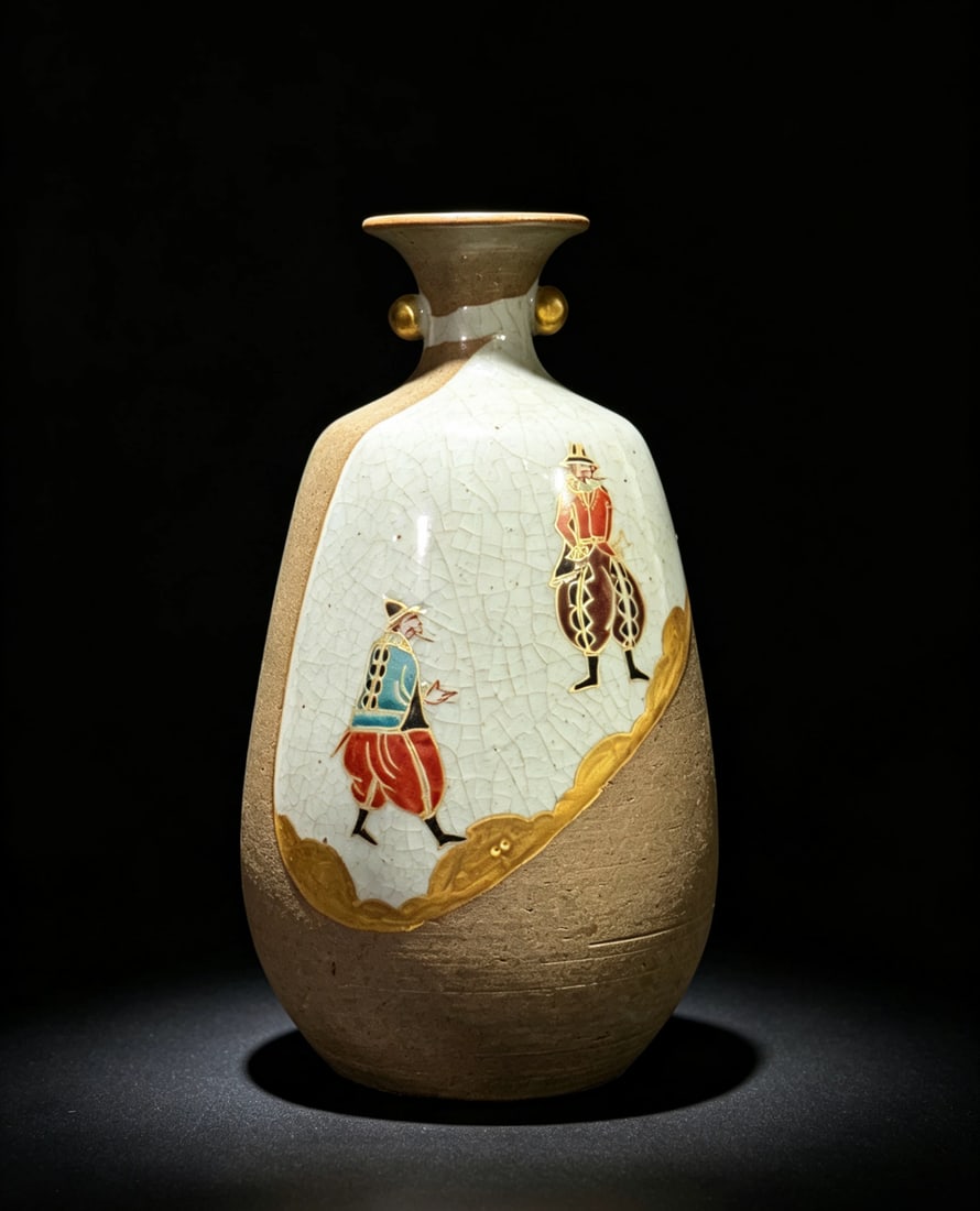 Japanese Studio Porcelain Vase w/ Dutchman