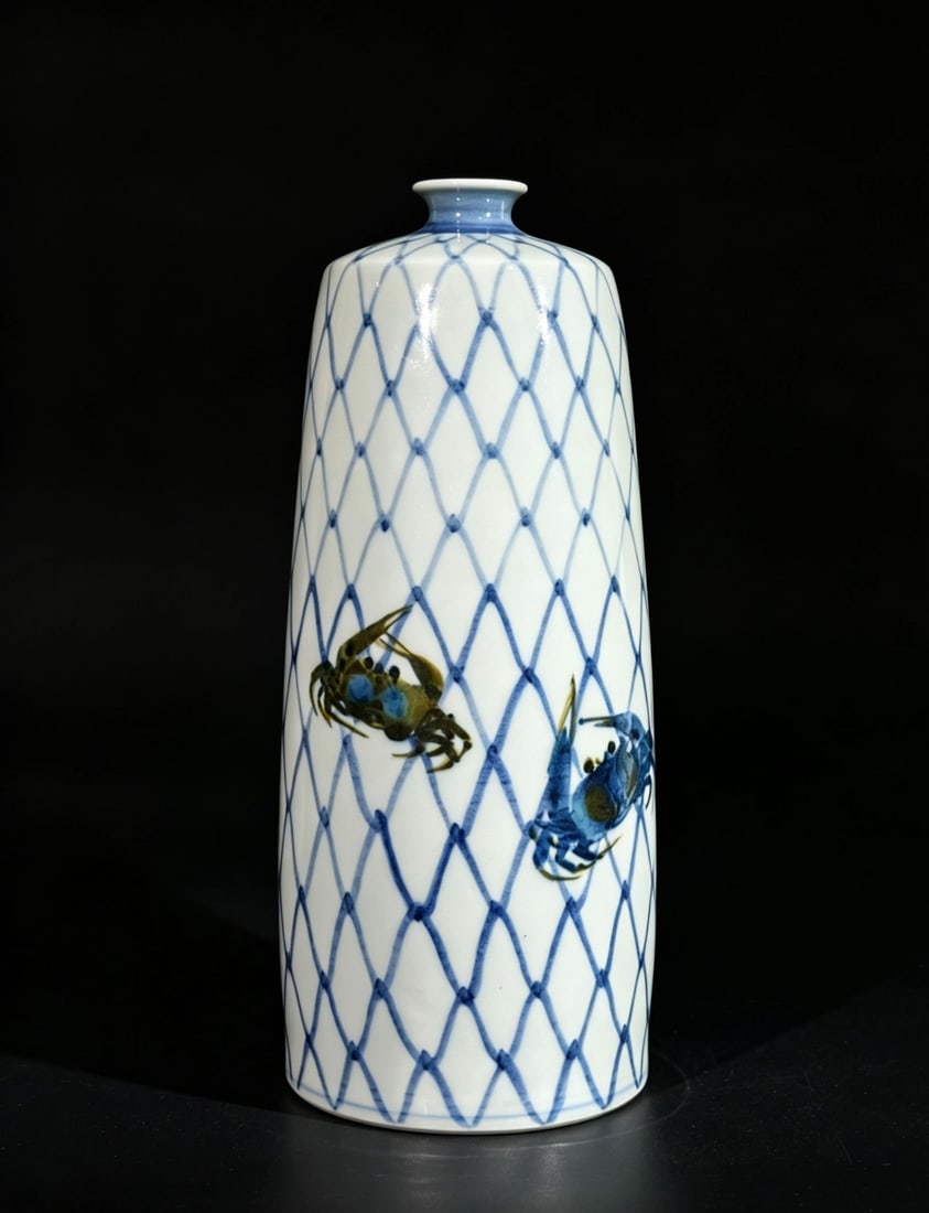 Japanese Studio Porcelain Vase w/ Crabs (1 of 8)