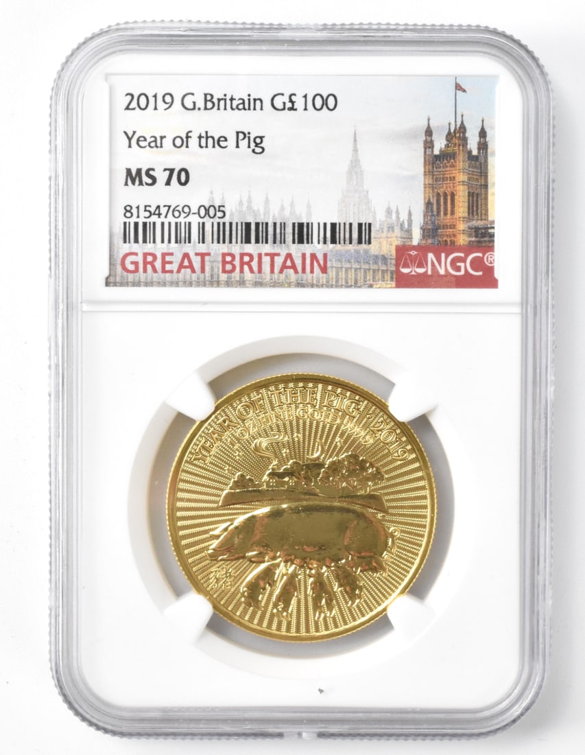 Gold 2019 Great Britain Year of Pig 100 Pound Coin