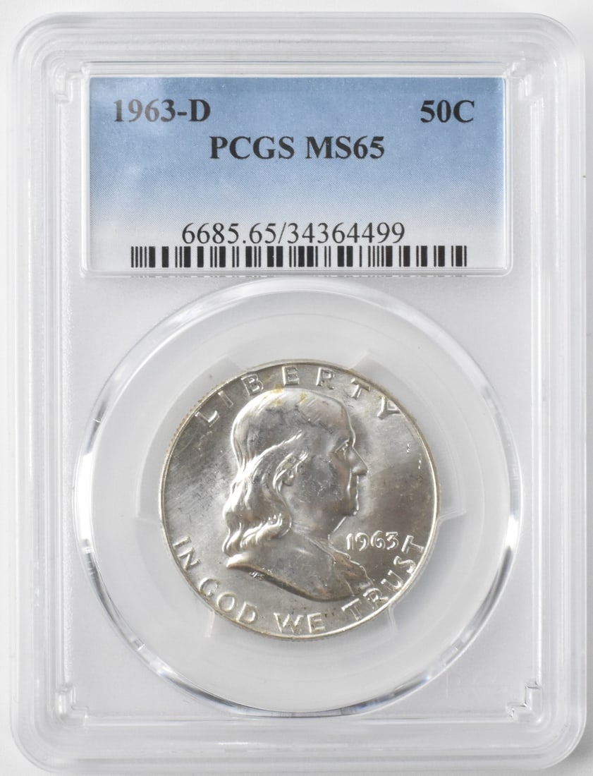 Silver Benjamin Franklin 50 Cent Piece 1963-D