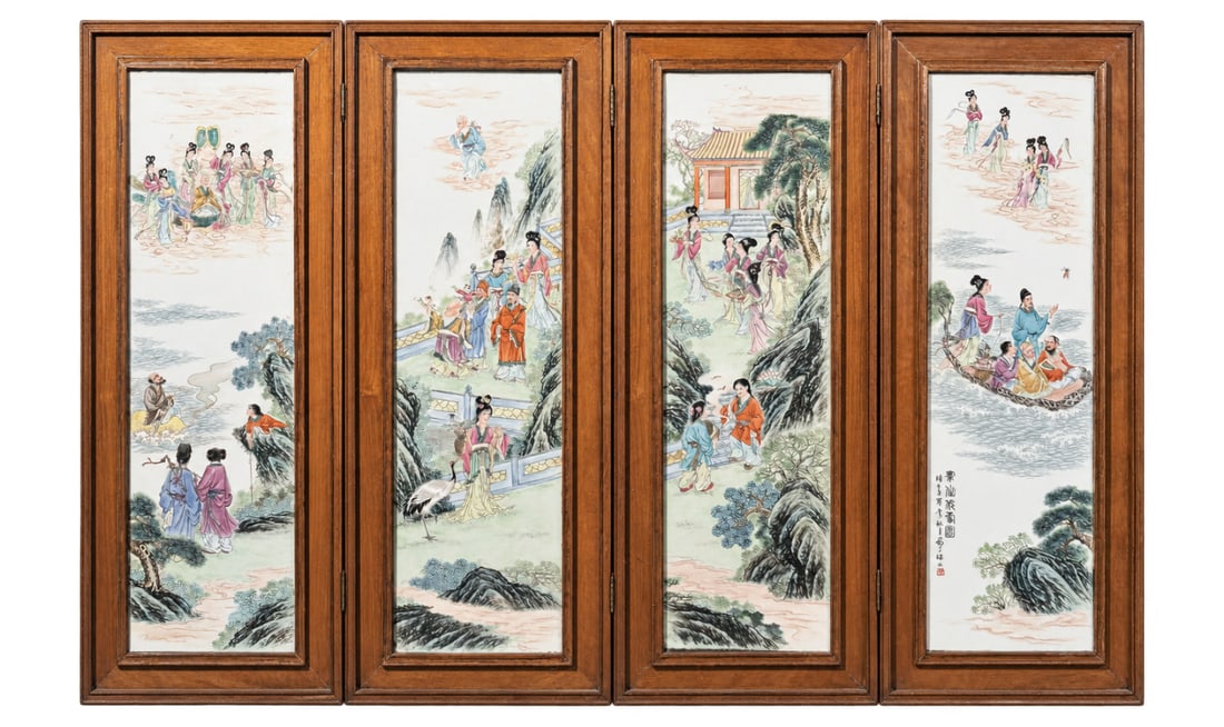 Set of 4 Chinese Famille Rose Porcelain Panel (1 of 11)