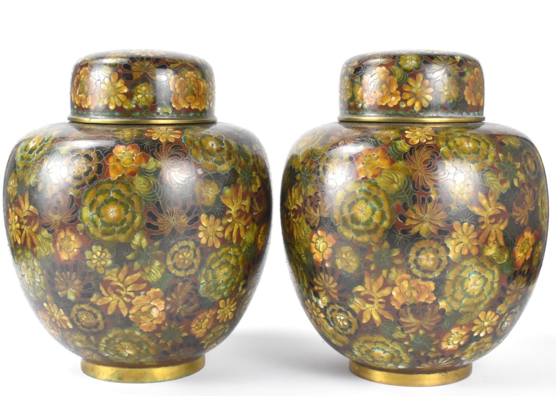 Pair Chinese Cloisonne Covered Jar, ROC Period (1 of 11)