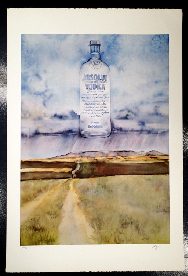 Joy FLYNN, Absolut Statehood, N. Dakota 358/400: Artist Joy Flynn was selected to represent N. Dakota in Absolut Vodkaâ€™s "Absolut Statehoodâ€ 1991-1993 campaign. This 39â€x26â€ lithograph is signed . Each lithograph in our auction of