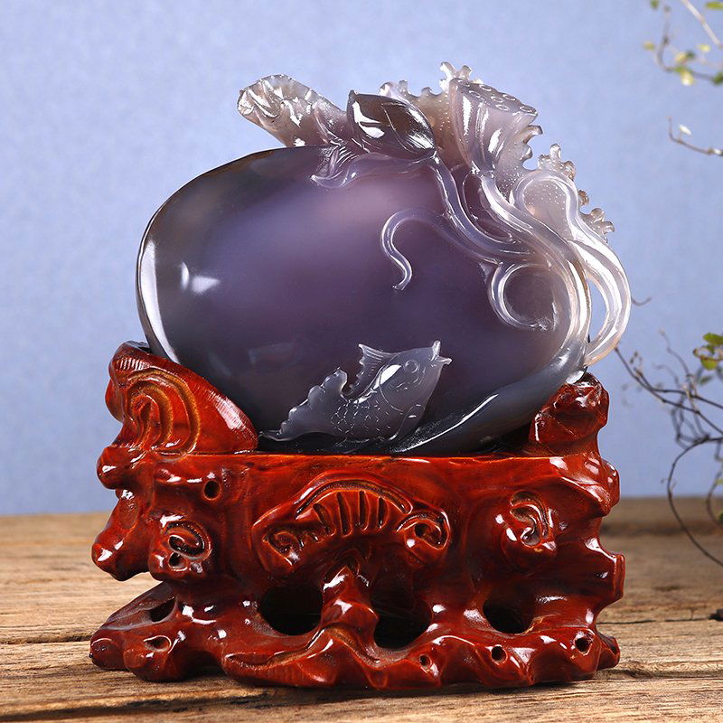 Exquisite natural agate carving statue: All products are 100% natural and certified, untreated, hand-carved, including a true certificate of identification.
