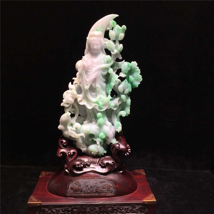 Large natural jadeite carving statue: All products are 100% natural and certified, untreated, hand-carved, including a true certificate of identification.