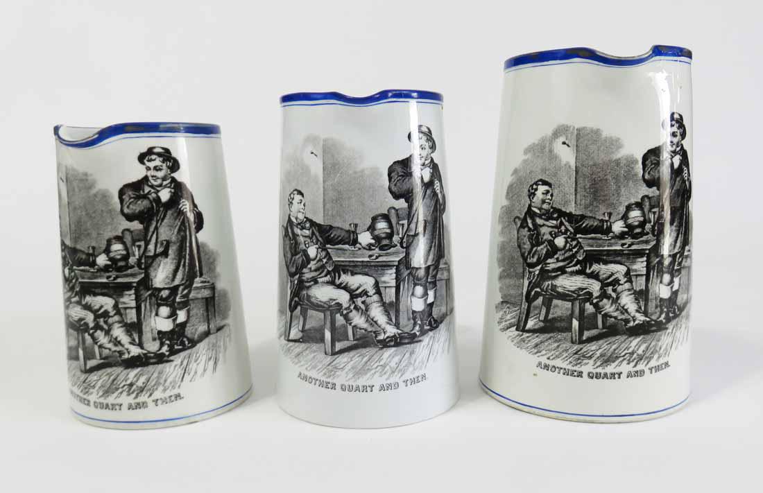THREE PITCHERS WITH DRINKING SCENES (1 of 4)