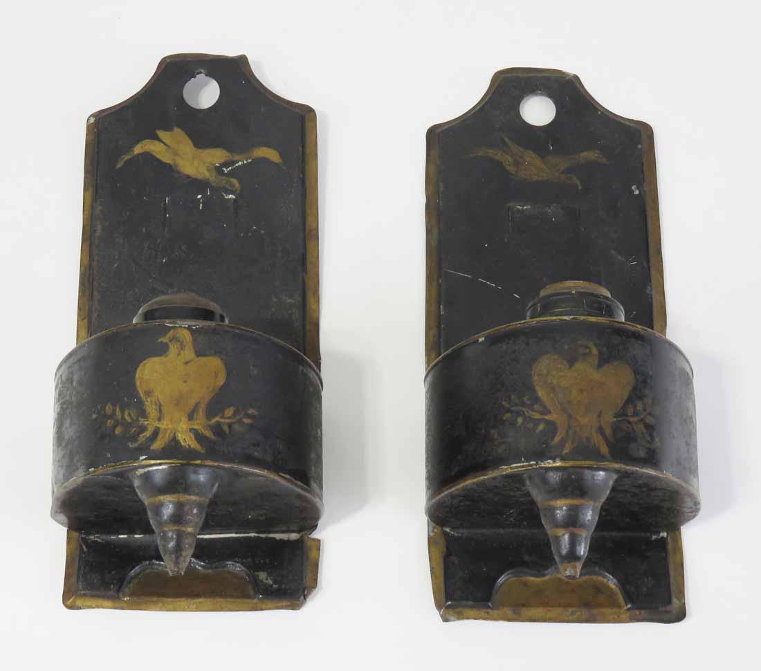 PAIR OF TOLEWARE SCONCE LAMPS (1 of 3)