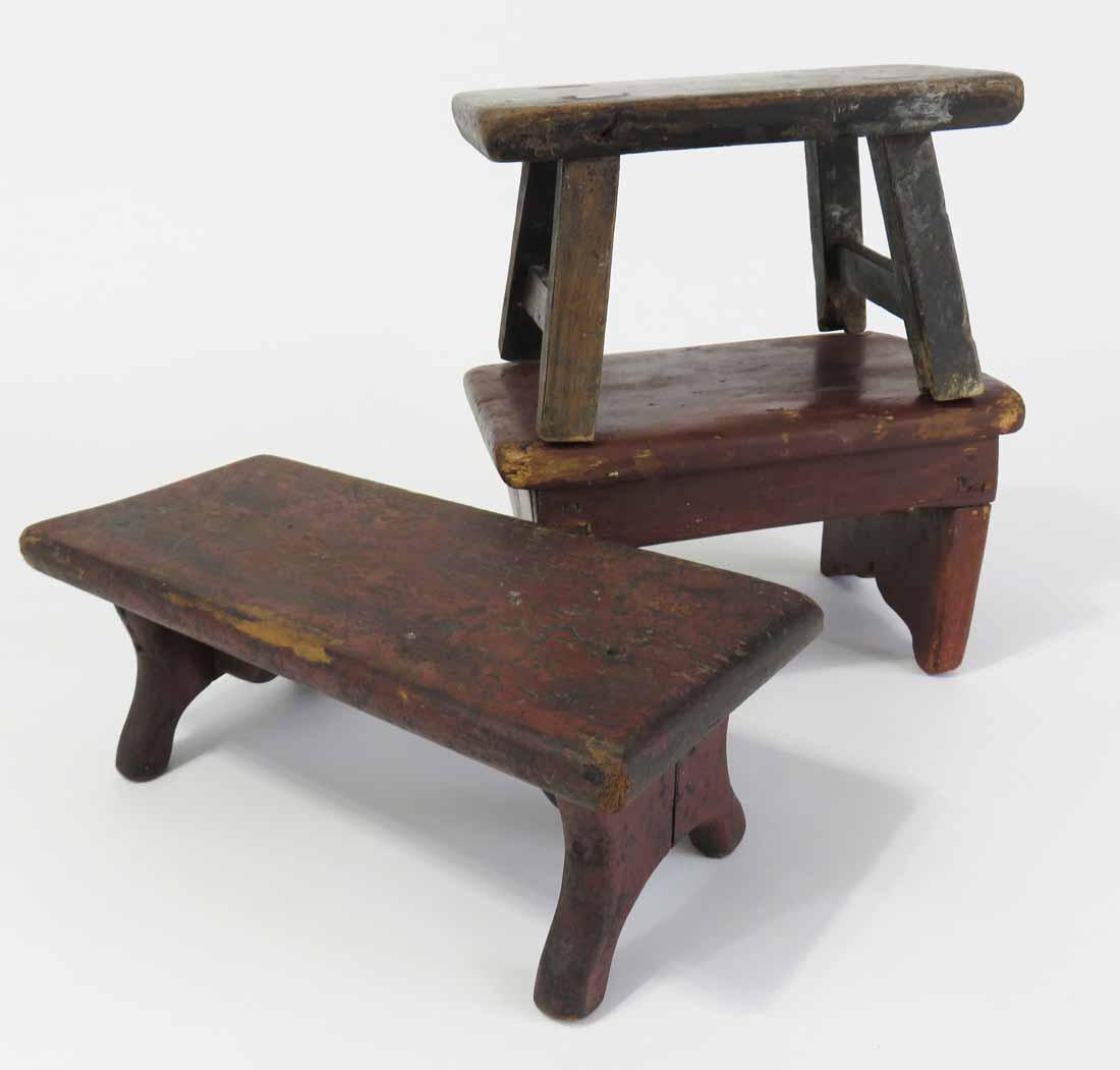 THREE EARLY COUNTRY FOOTSTOOLS (1 of 4)
