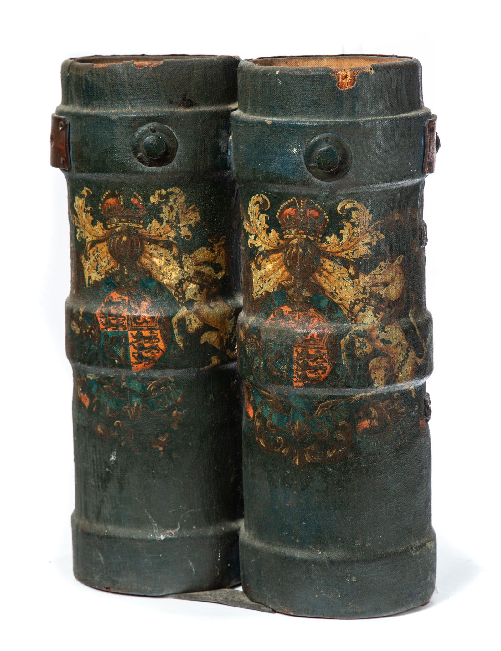 PAIR OF DECORATED FIRE BUCKETS (1 of 4)