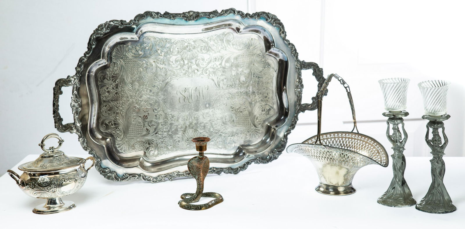 FIVE PIECES METAL HOLLOWWARE (1 of 9)