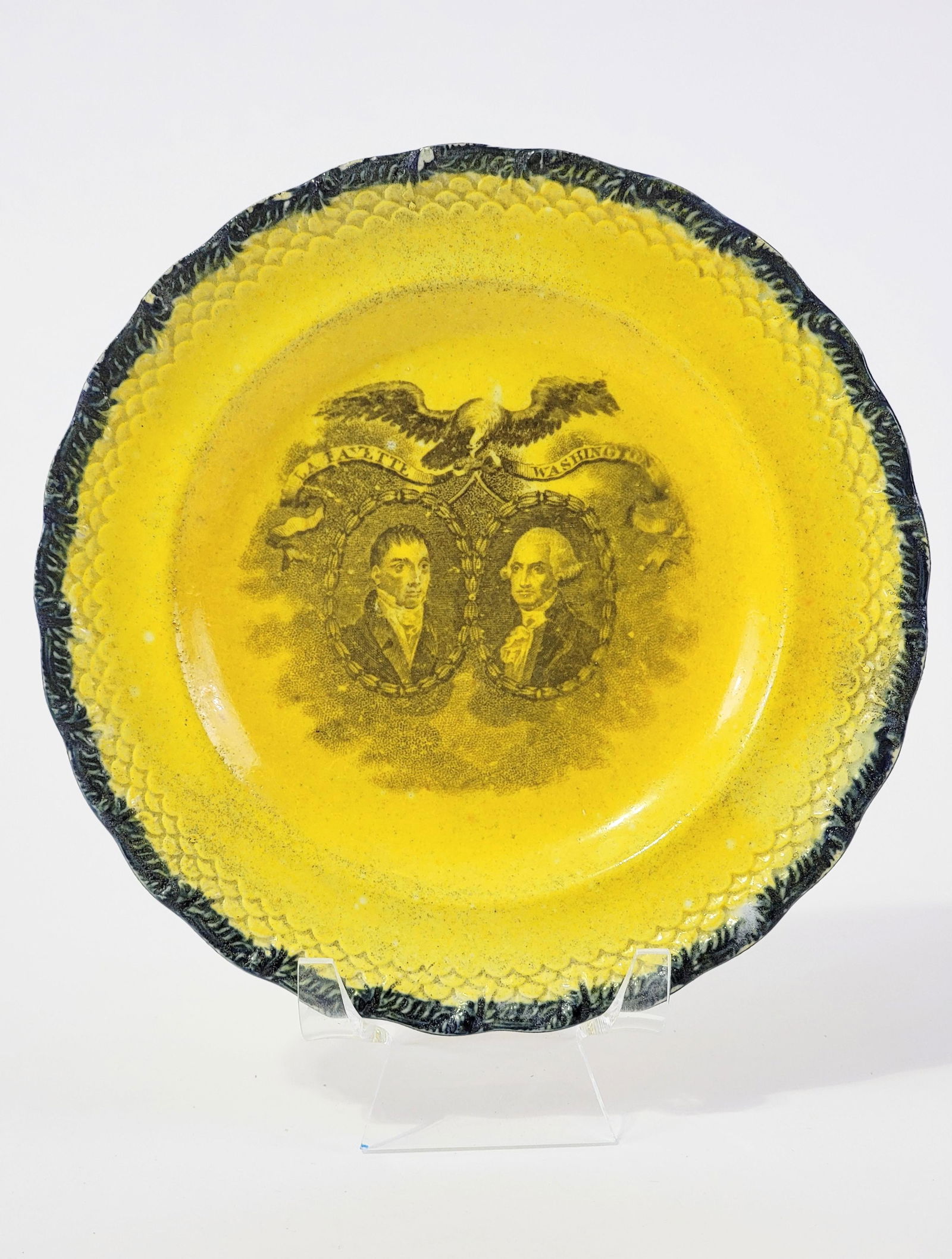 TRANSFERWARE PLATE WITH WASHINGTON & LAFAYETTE (1 of 2)