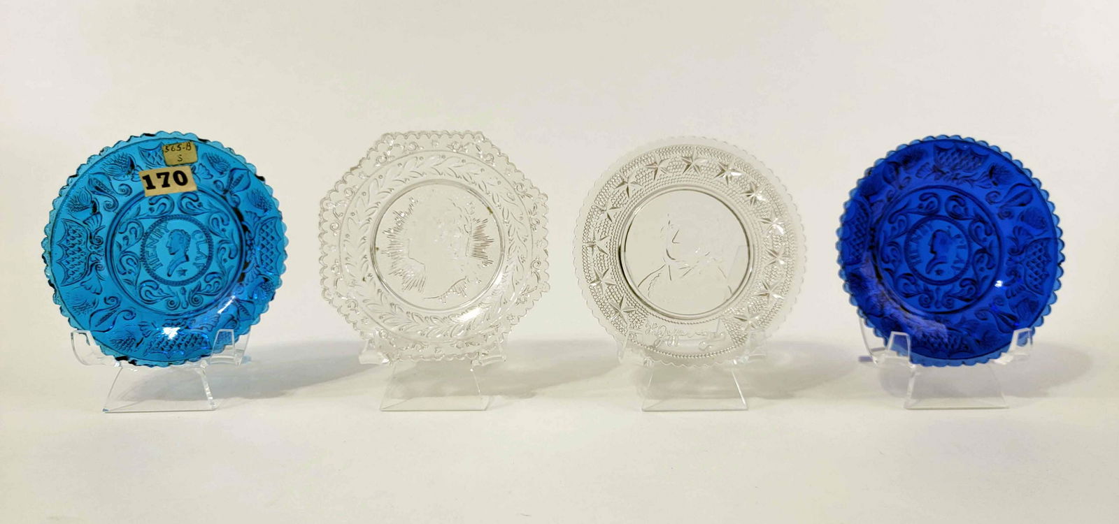 FOUR PRESSED GLASS CUP PLATES WITH PORTRAITS (1 of 4)