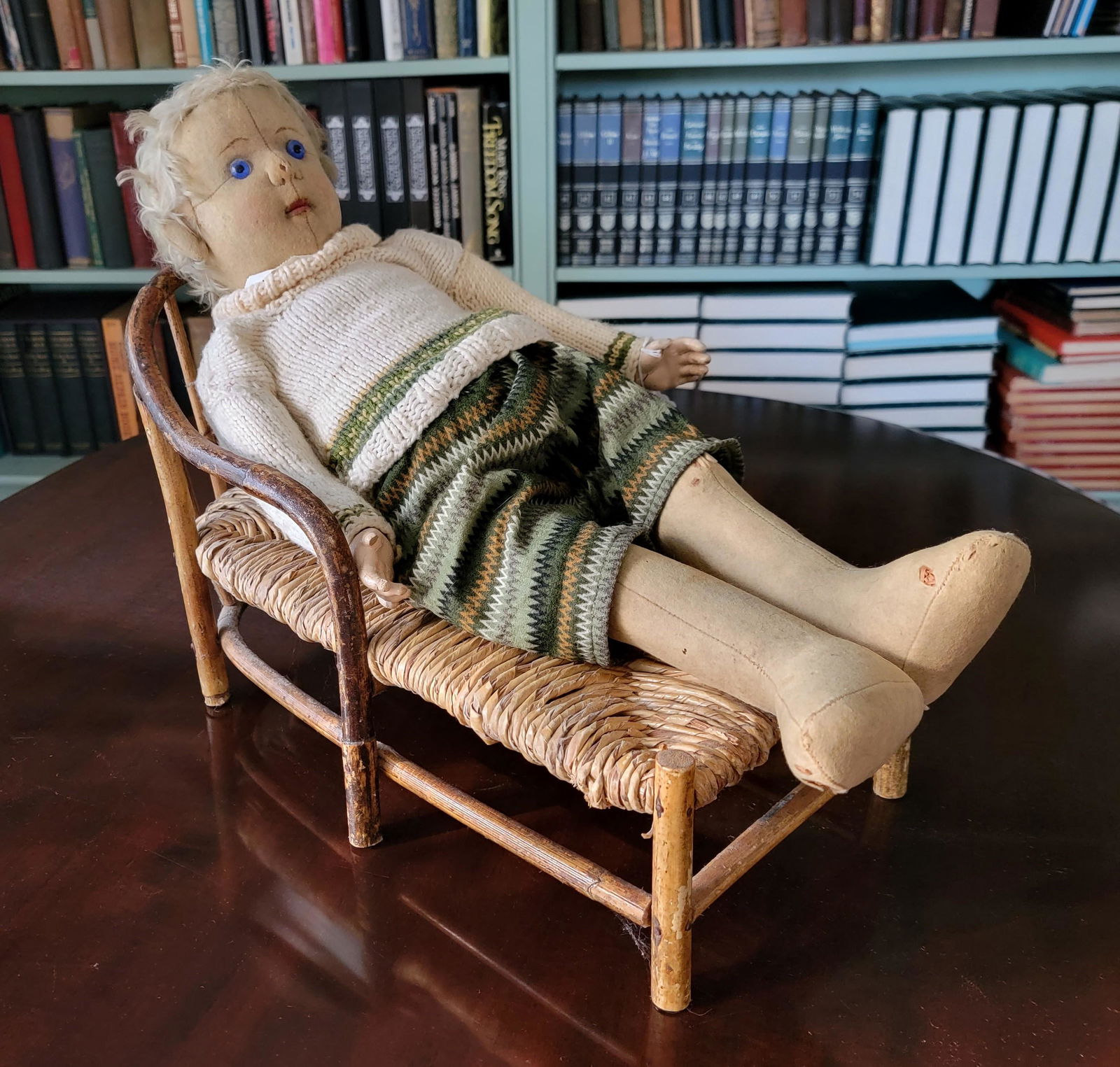 CLOTH DOLL AND DOLL LOUNGE CHAIR (1 of 2)