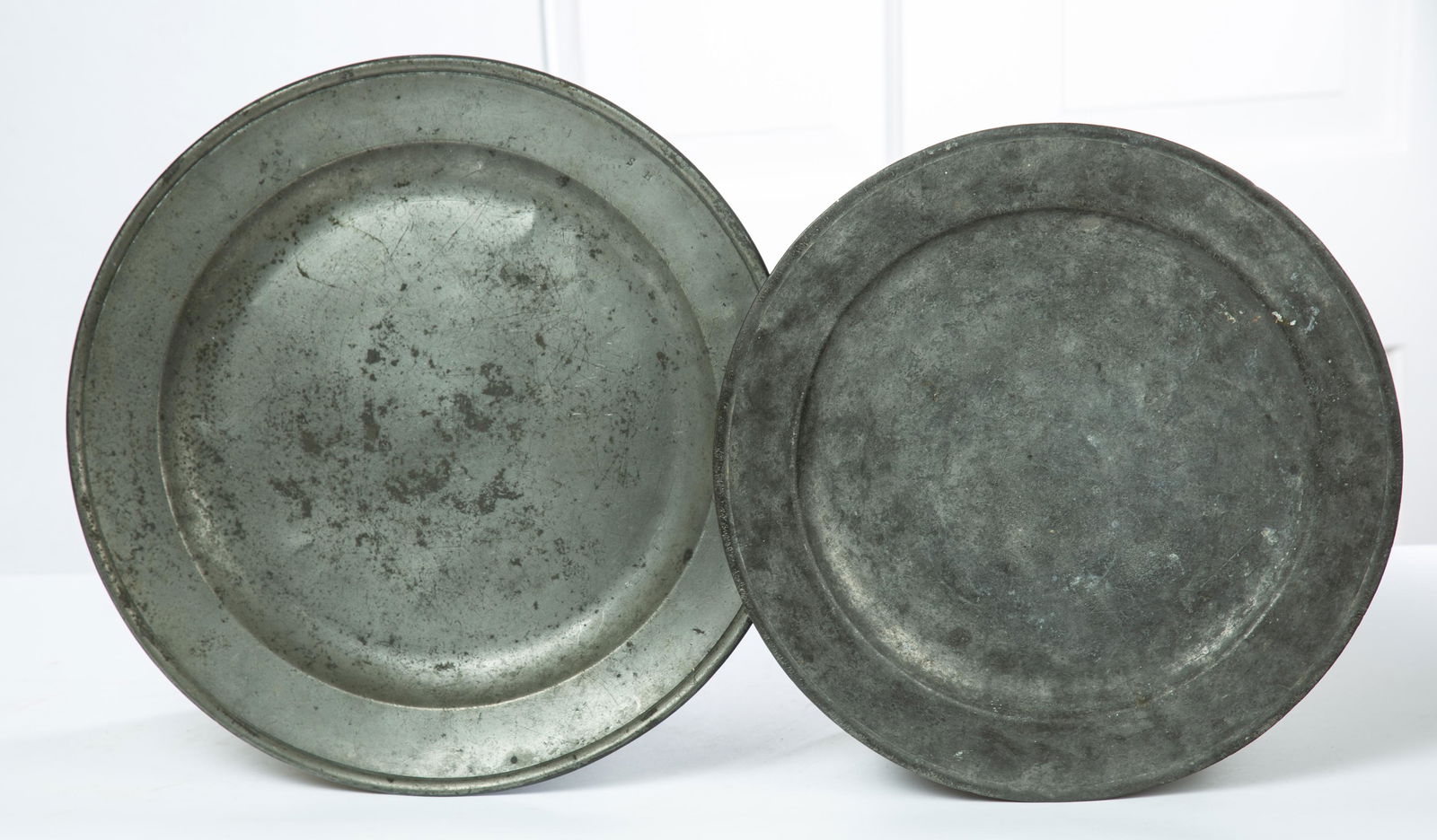 TWO PEWTER CHARGERS (1 of 3)