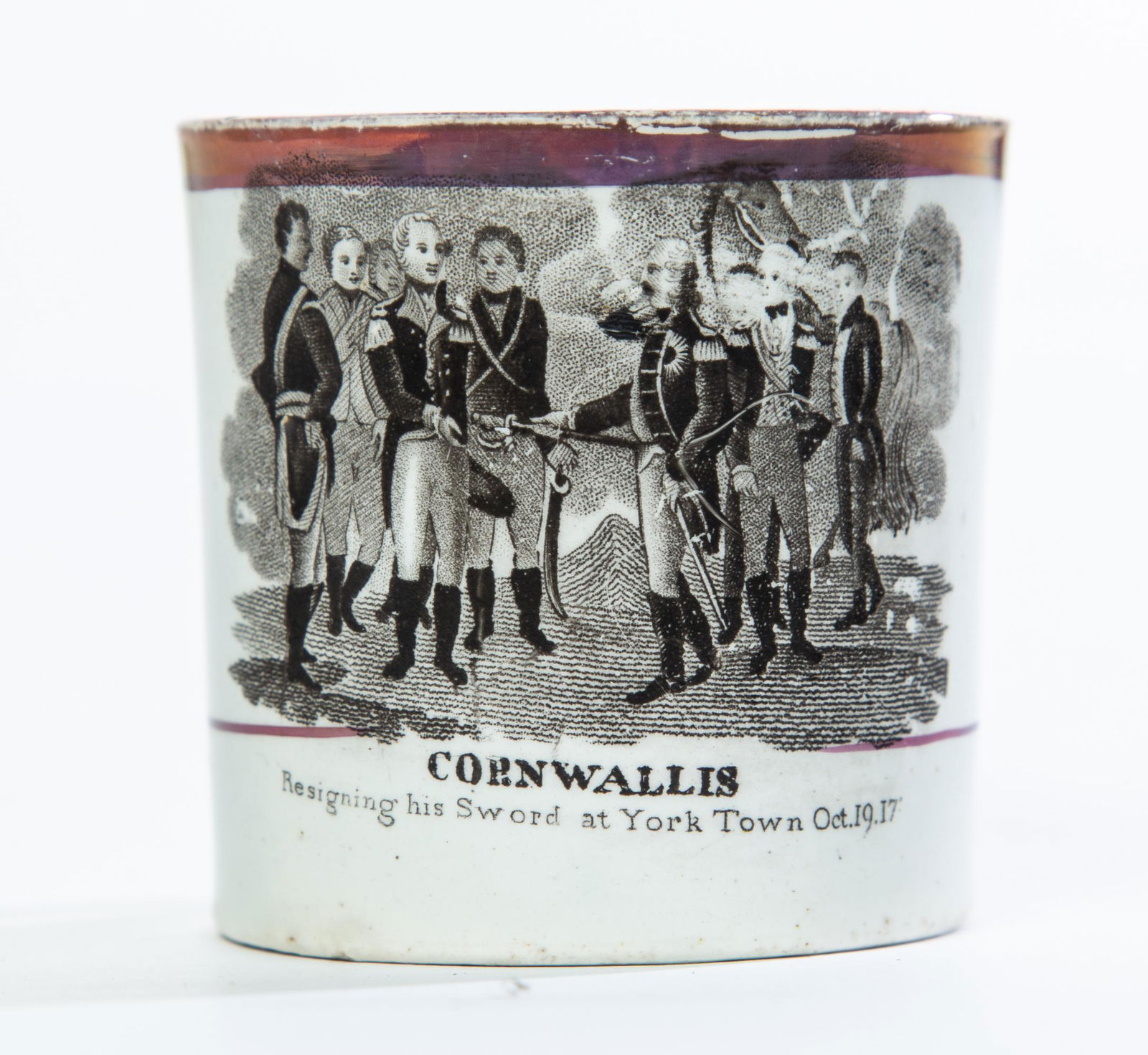 CHILD'S STAFFORDSHIRE CUP WITH CORNWALLIS' SURRENDER (1 of 5)